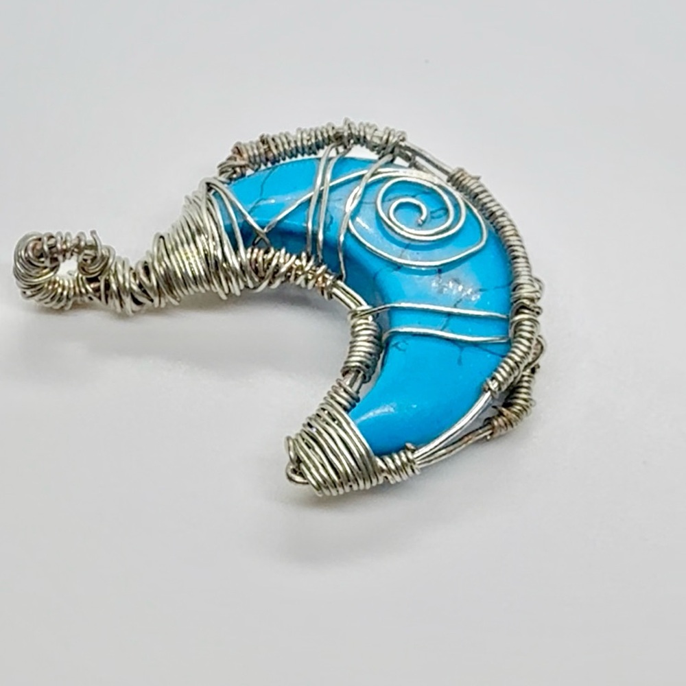 Silver Wire Wrapped Blue Pendant